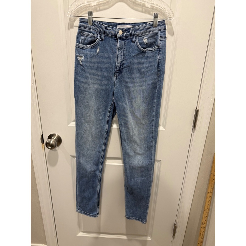 Flying Monkey Womens Skinny Jeans Distressed High Rise Medium Wash Blue Size 26
